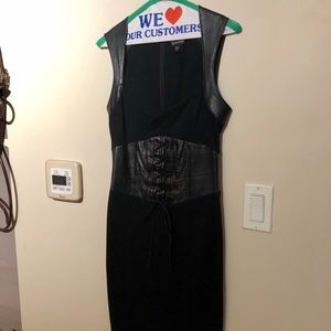 Lovely black dress ( Rayon-spandex-leather)